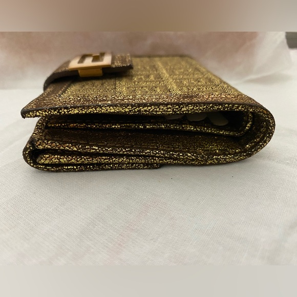 FENDI Zucchino Small Compact Metallic Jacquard Wallet - Picture 14 of 16